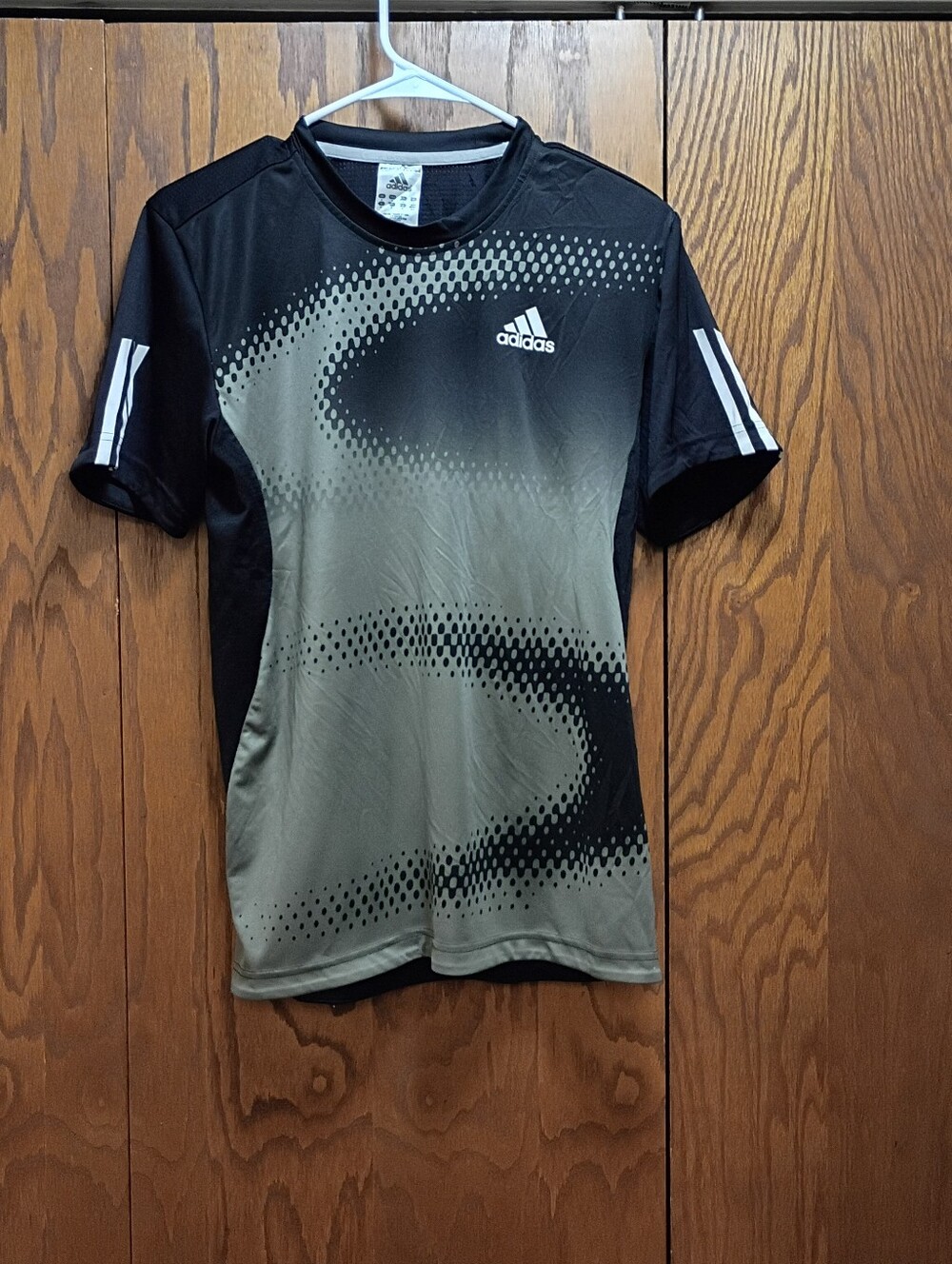 Adidas WomansBlack and Olive Green Short-Sleeve Athletic Tee